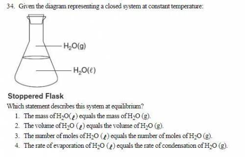 Given the diagram representing a closed system at constant temperature: Which statement describes t