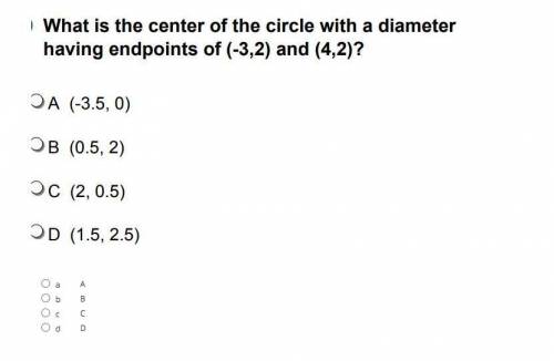 What is the center of the circle with a diameter having endpoints