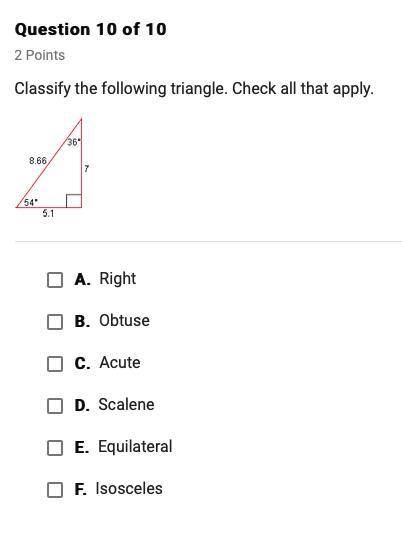 Classify the following triangle. Check ALL that apply.