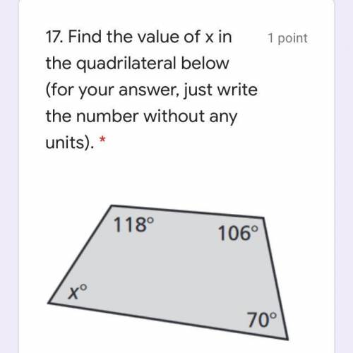 Find the value of x in the quadrilateral below.