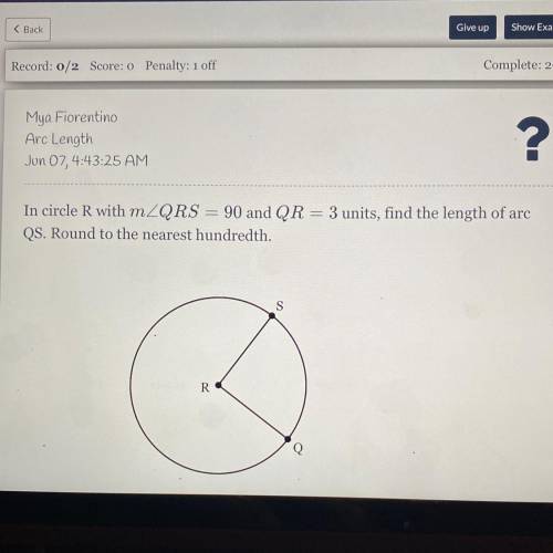Find the length of arc QS