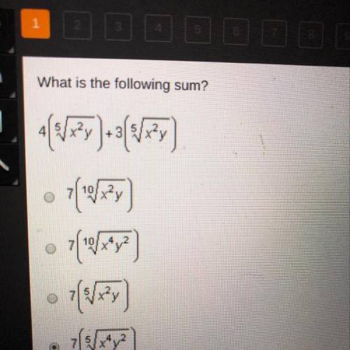 What is the following sum 4(5vx^2y)+3(5vx^2y)
i don’t know if that answer is right
