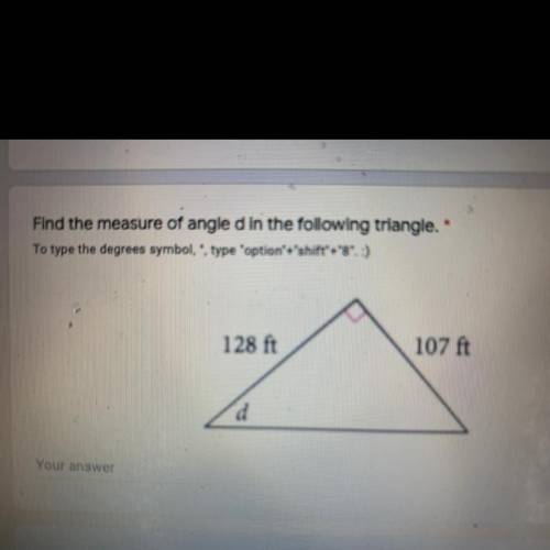 What is the measurement of angle d