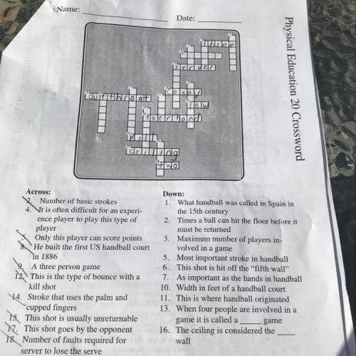 Handball crossword puzzle