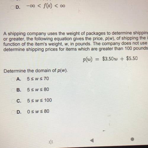 A shipping company uses the weight of packages to determine shipping prices. For any item 5 pounds
