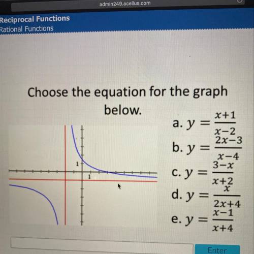 Choose the equation for the graph below