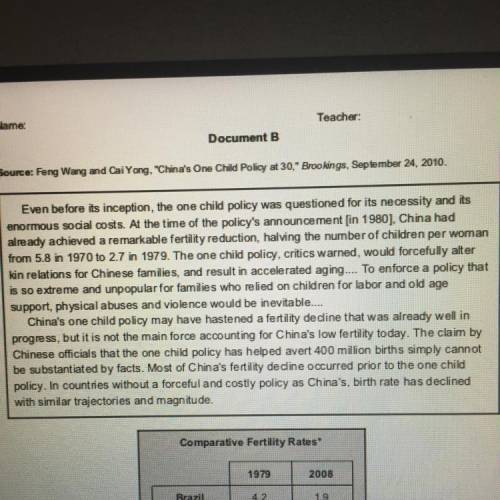 Based on this document was China’s one child policy a good idea???