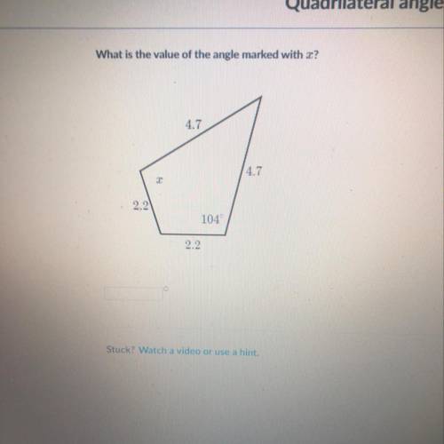 What is the value angle marked x?