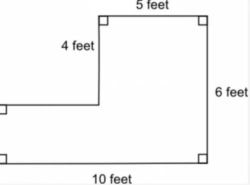 The figure shows a carpeted room. How many square feet of the room is carpeted?