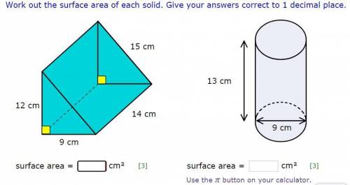 Work out the surface area of the shapes in the attached file