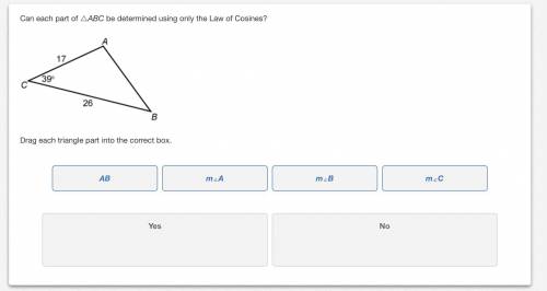 Can each part of △ABC be determined using only the Law of Cosines?