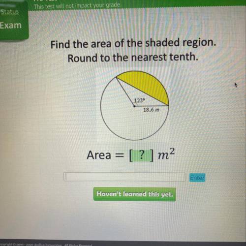 Find the area of the shaded region. Round to the nearest tenth. Area = [ ? ] m2