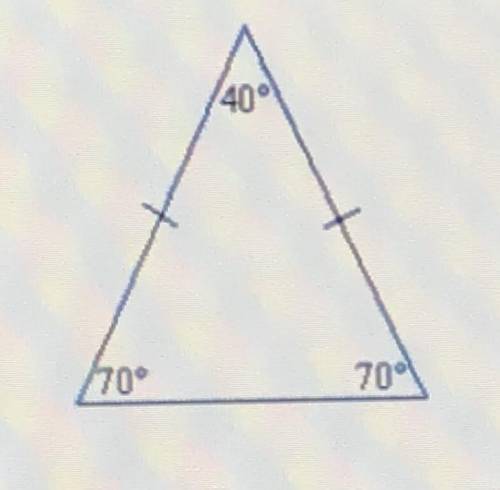 Classify the triangle by its angles and by its sides

Right isosceles 
Acute scalene
Acute isoscel