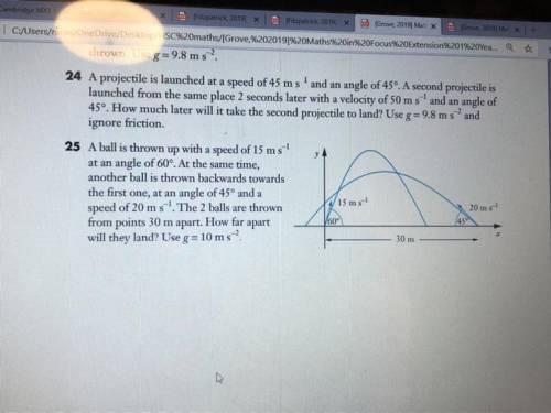 Help with question 25 please, I have no clue how to do projectile