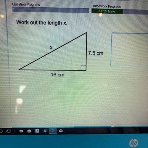 Work out the length x.
+
7.5 cm
16 cm