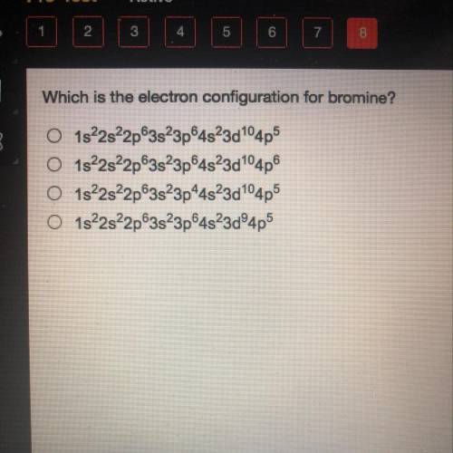 Which is the electron configuration for bromine?