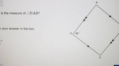 А

What is the measure of ZDAB?&BEnter your answer in the box.D96°CNext