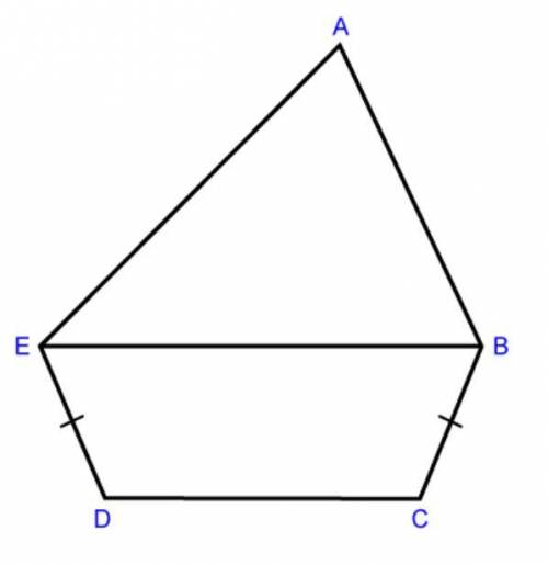 Quadrilateral EBCD is an isosceles trapezoid with m∠EDC = 110°, m∠ABC = 133°, and m∠DEA = 114°.

m