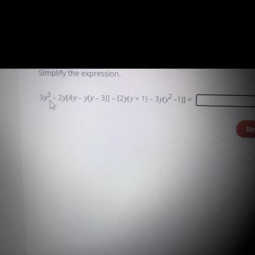 Simplify the expression.
3y - 244y= v=3)] = [277= 1) 334021) =
44
3y
8y