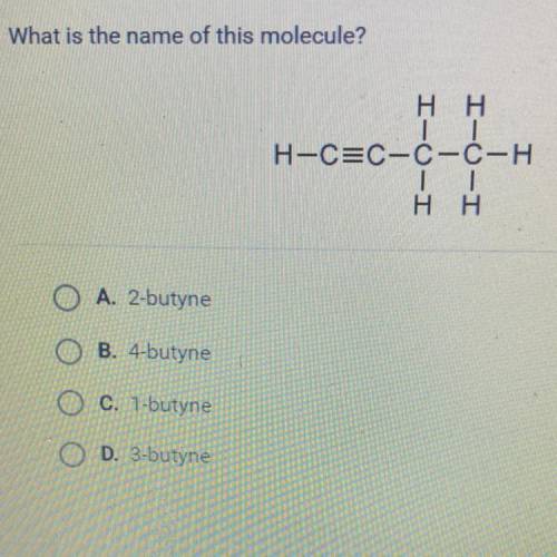What is the name of this molecule?

A. 2-butyne
B. 4-butyne
C. 1-butyne
D. 3-butyne