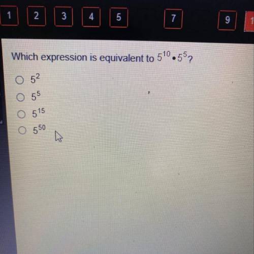 Which expression is equivalent to 510•55
