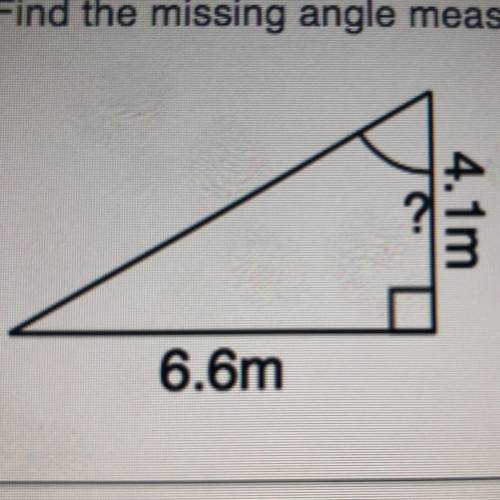 Find the missing angle measurement for each triangle. (Round to the nearest whole degree)