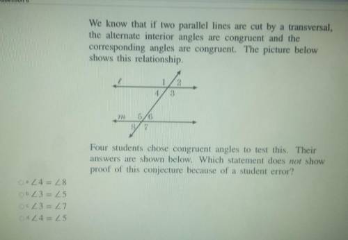 We know that if two parallel lines are cut by a transversal,

the alternate interior angles are co