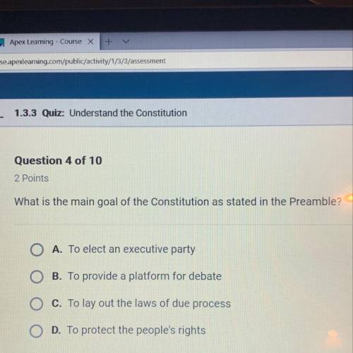 What is the main goal of the constitution as stated in the preamble ?