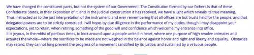 Which parts of this excerpt from Jefferson Davis’s Inaugural Address suggest that the Confederate S