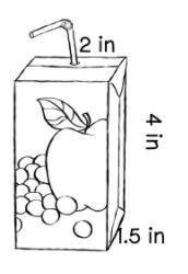 A label is placed around the juice box below. How many square inches will the label take up, in squ