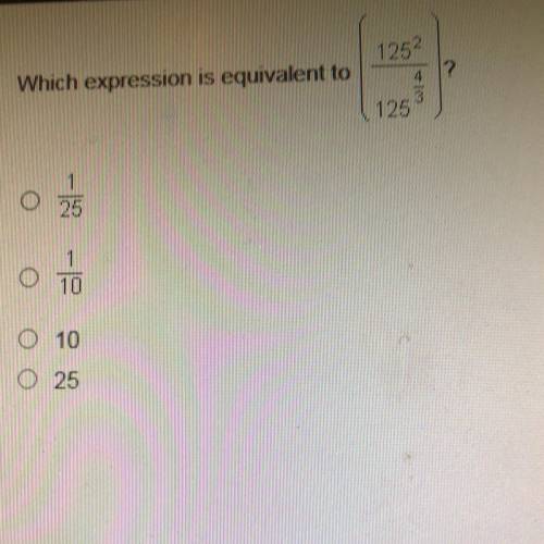 Which expression is eq to (125^2/125^4/3)