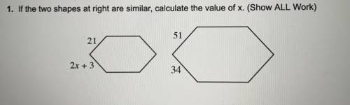 If the two shapes at the right are similar, calculate the value of x