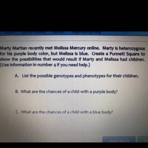 6. Marty Martian recently met Melissa Mercury online. Marty is heterozygous

for his purple body c