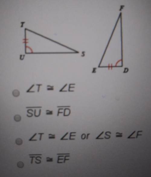 part 3. State what additional information is required in order to know that the triangles are congr