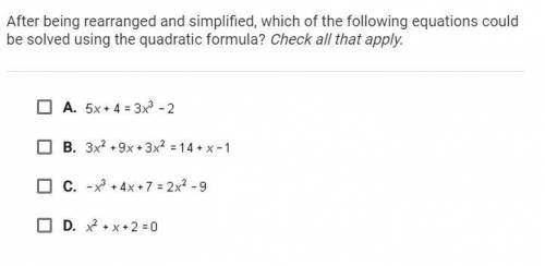 After being rearranged and simplified, which of the following equations could be solved using the q