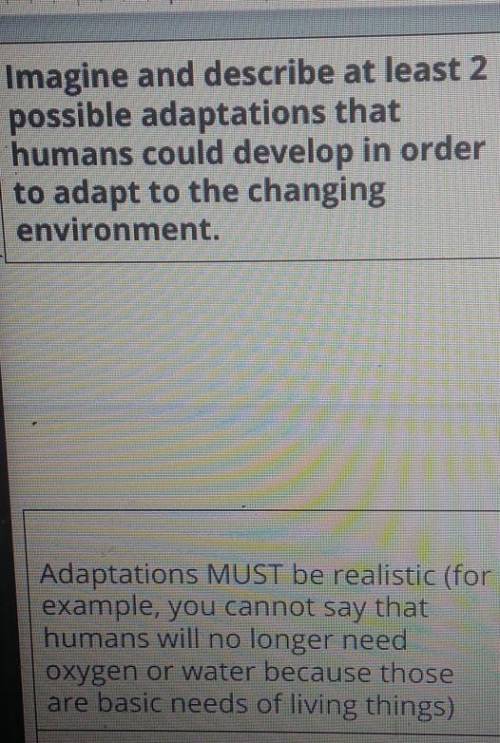 Also explain the reasoning for your adaptation ideas ( why would humans adapt that way?)