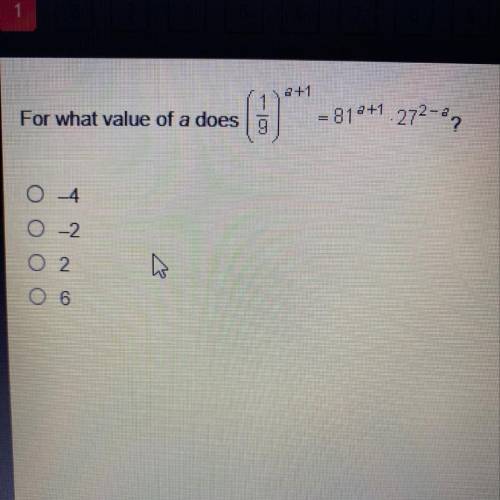 For what value of a does (1/9)a+1 =81a+1 272-a?