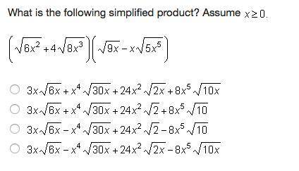 What is the following simplified product? Assume x>=0 ( sqrt 6x^2