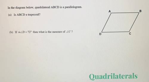 In the diagram below, quadrilateral ABCD is a parallelogram.

Can someone help me with these quest