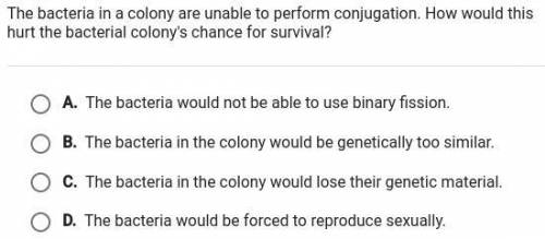 The bacteria in a colony are unable to perform conjugation. How would this hurt the bacterial colon