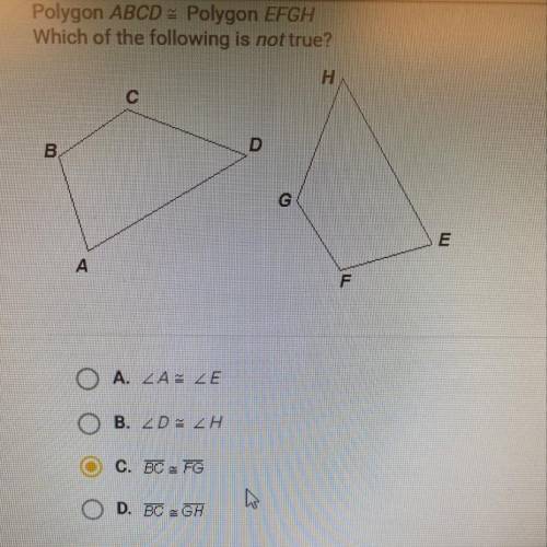 Polygon ABCD = polygon EFGH which of the following is not true