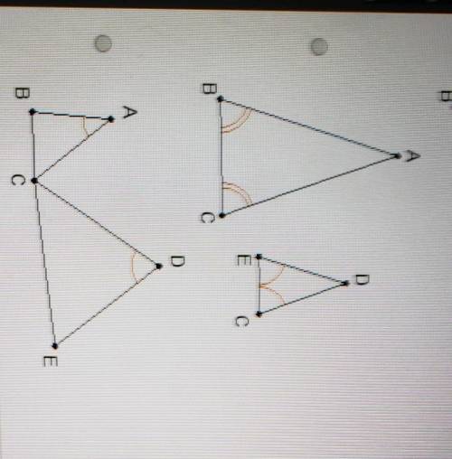 Which diagram could be used to prove AABC~ADEC using similarity transformations ?

Which diagram i