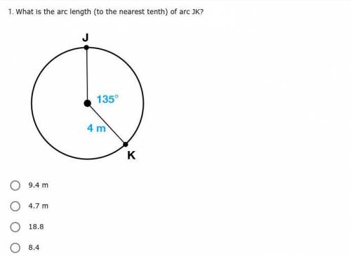 What is the arc length (to the nearest tenth) of arc JK? * ANSWER PLEASE *