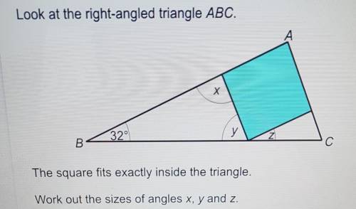 Look at the right-angled triangle ABC.

A320BСThe square fits exactly inside the triangle.Work out