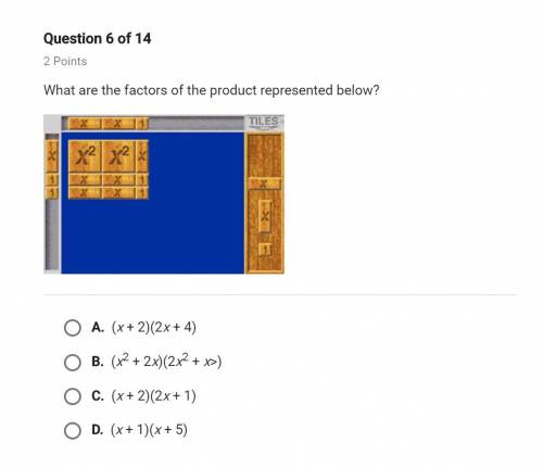 What are the factors of the product represented below?