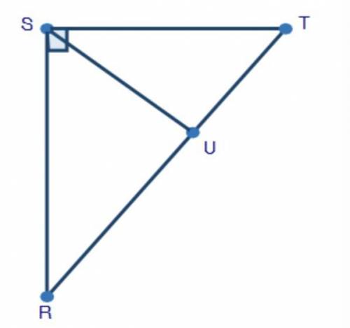 In ΔRST shown below, segment SU is an altitude: Triangle RST with segment SU drawn from vertex S an