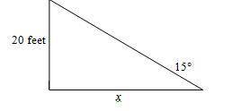 Use the diagram to find the value of x to the nearest tenth of a foot.

a. 74.6 ft. b. 5.3 ft. c.