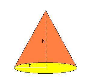 Look at the cone above. If r = 6 cm and h = 4 cm, what is the volume of the cone? (Assume = 3.14)