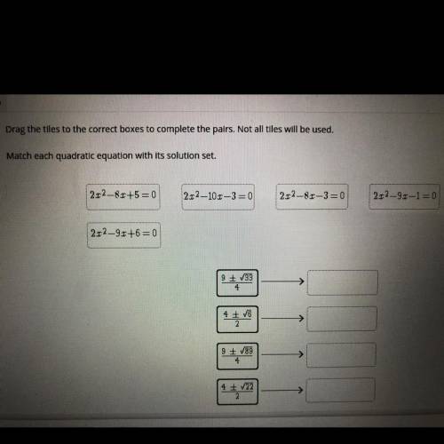 Match each quadratic equation with its solution set
{14 points}
