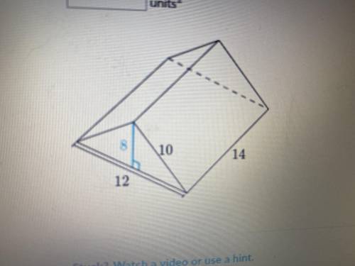 Find the surface area of the triangular prism shown below .